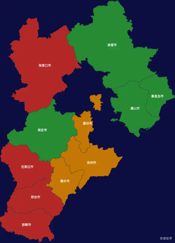 echarts河北省地图geoJson数据效果实例代码下载